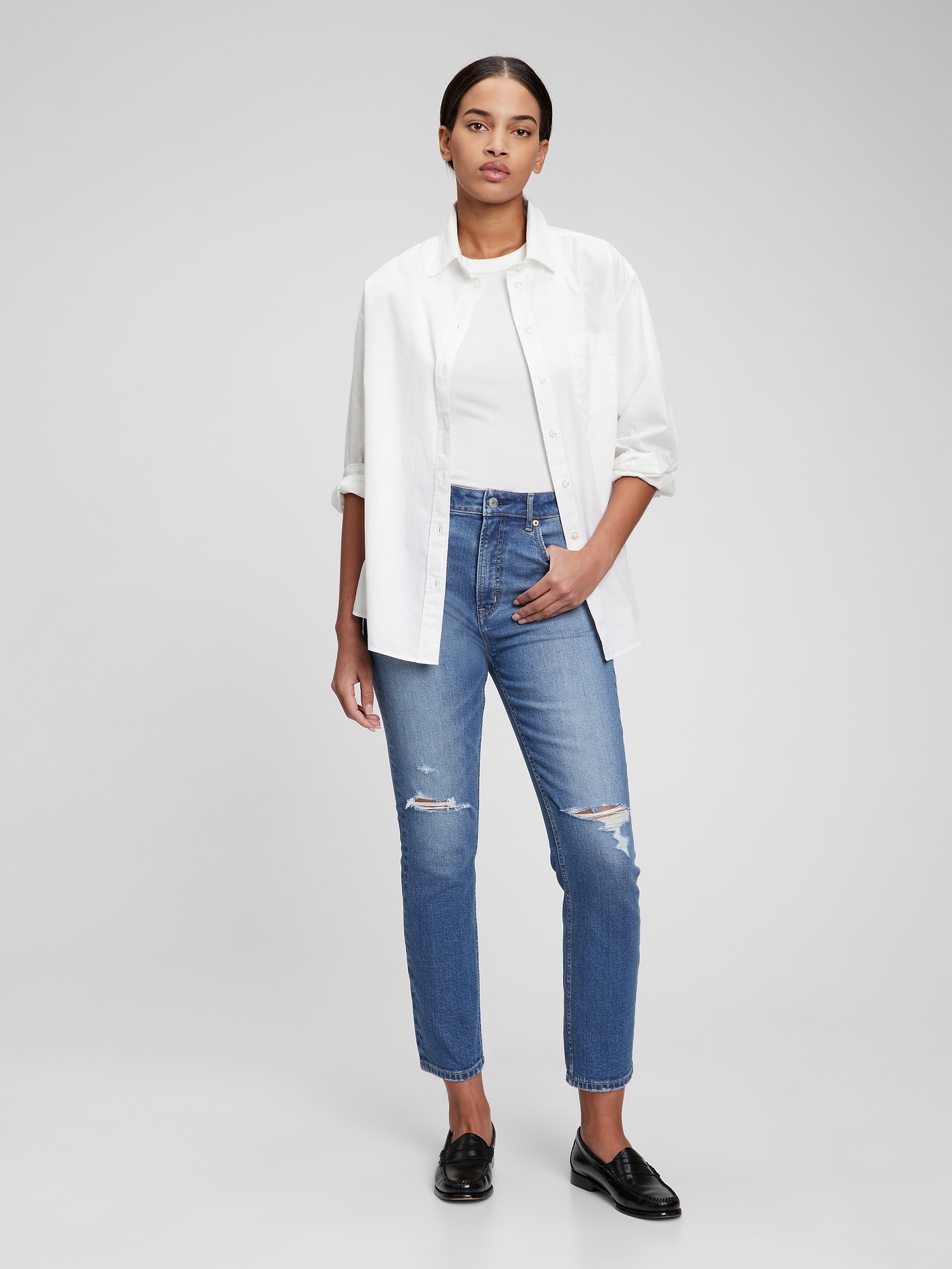 Sky High Rise Vintage Slim Jeans with Washwell