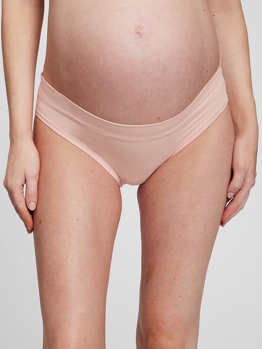 1 of 8 showing, with the color wispy pink of product Maternity Bikini