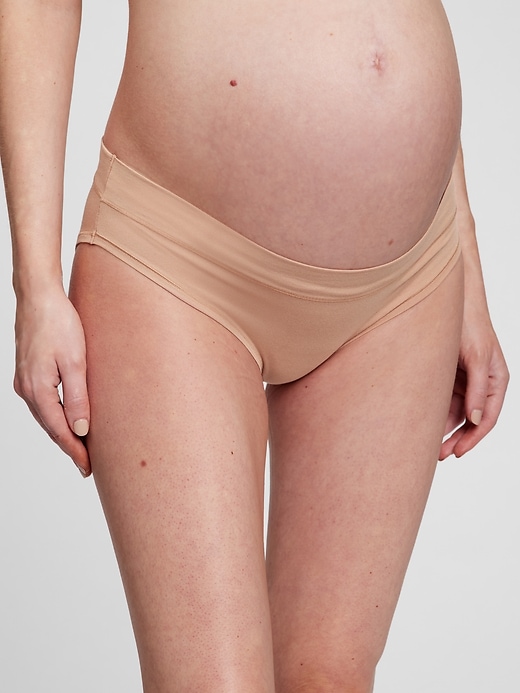 1 of 8 showing, with the color cafe au lait beige of product Maternity Bikini