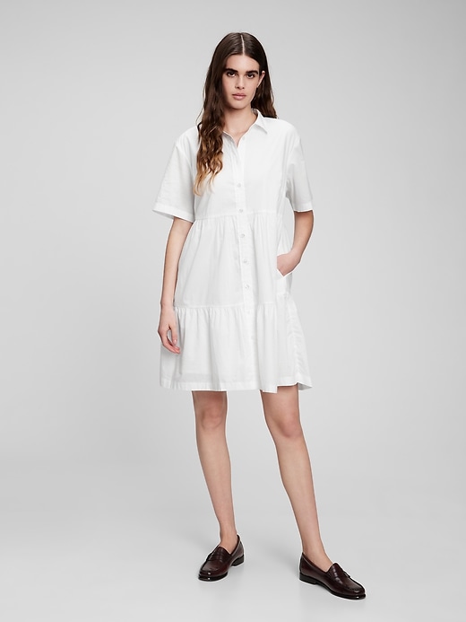 View large product image 1 of 1. Tiered Mini Shirtdress