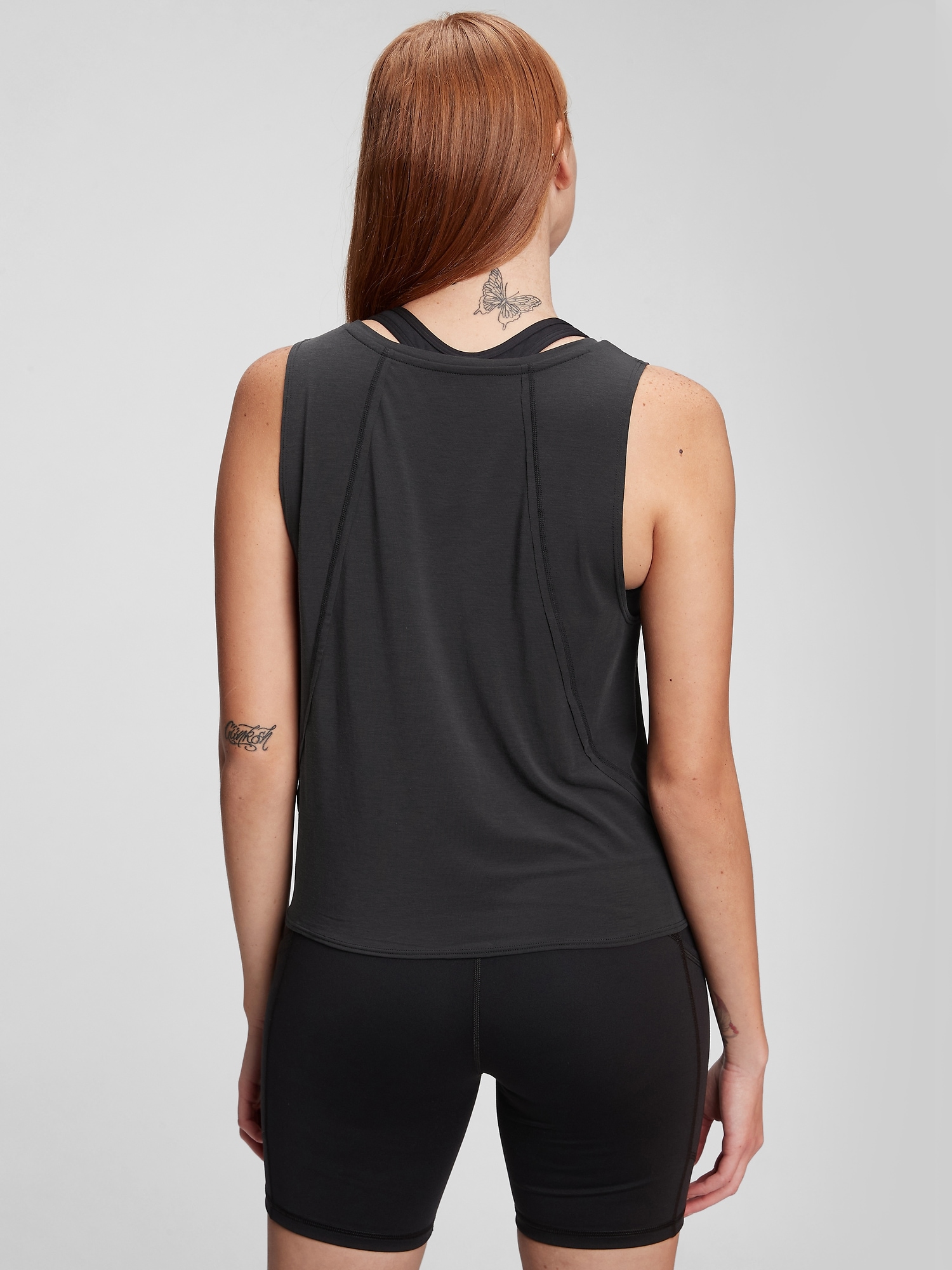 GapFit Breathe V-Neck Knot-Front Tank Top