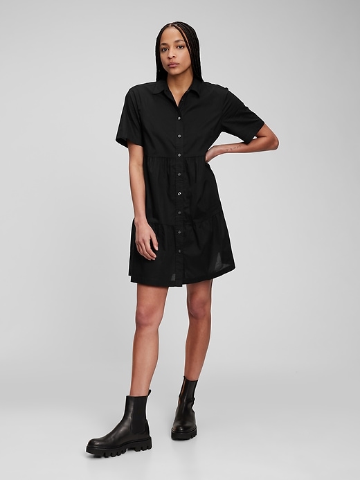 View large product image 1 of 1. Tiered Mini Shirtdress