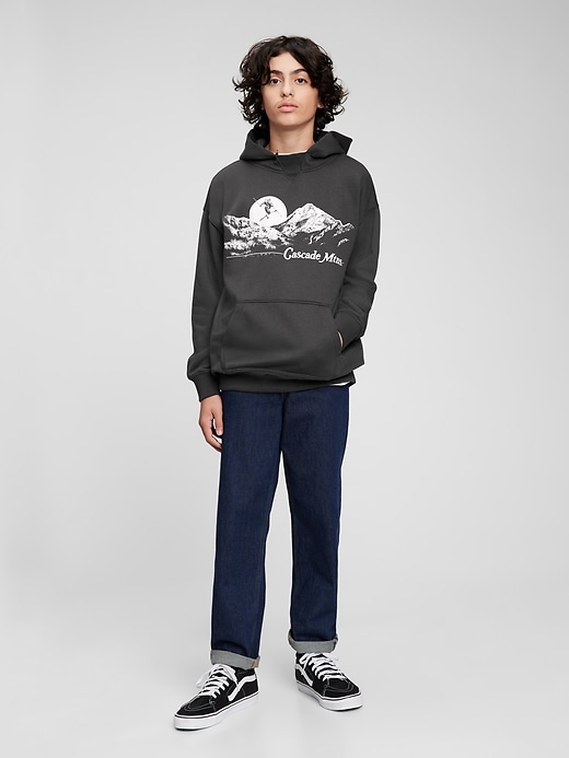 1 of 8 showing, with the color soft black of product Teen Graphic Hoodie