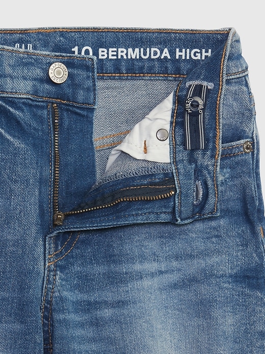 2 of 8 showing, with the color medium wash of product Kids High-Rise Bermuda Shorts with Washwell