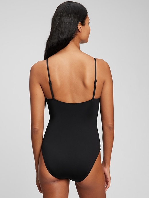 2 of 8 showing, with the color true black of product Bunny-Tie Cutout One-Piece Swimsuit