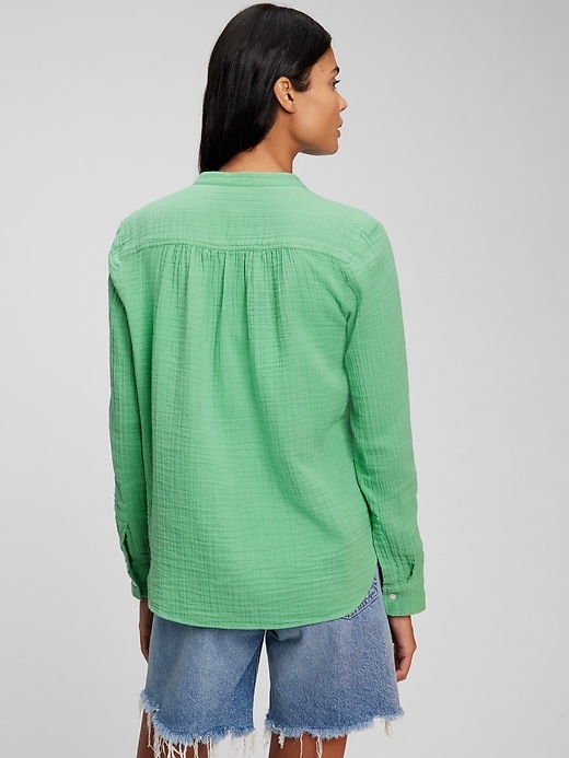 Image number 2 showing, Crinkle Gauze Button-Front Shirt