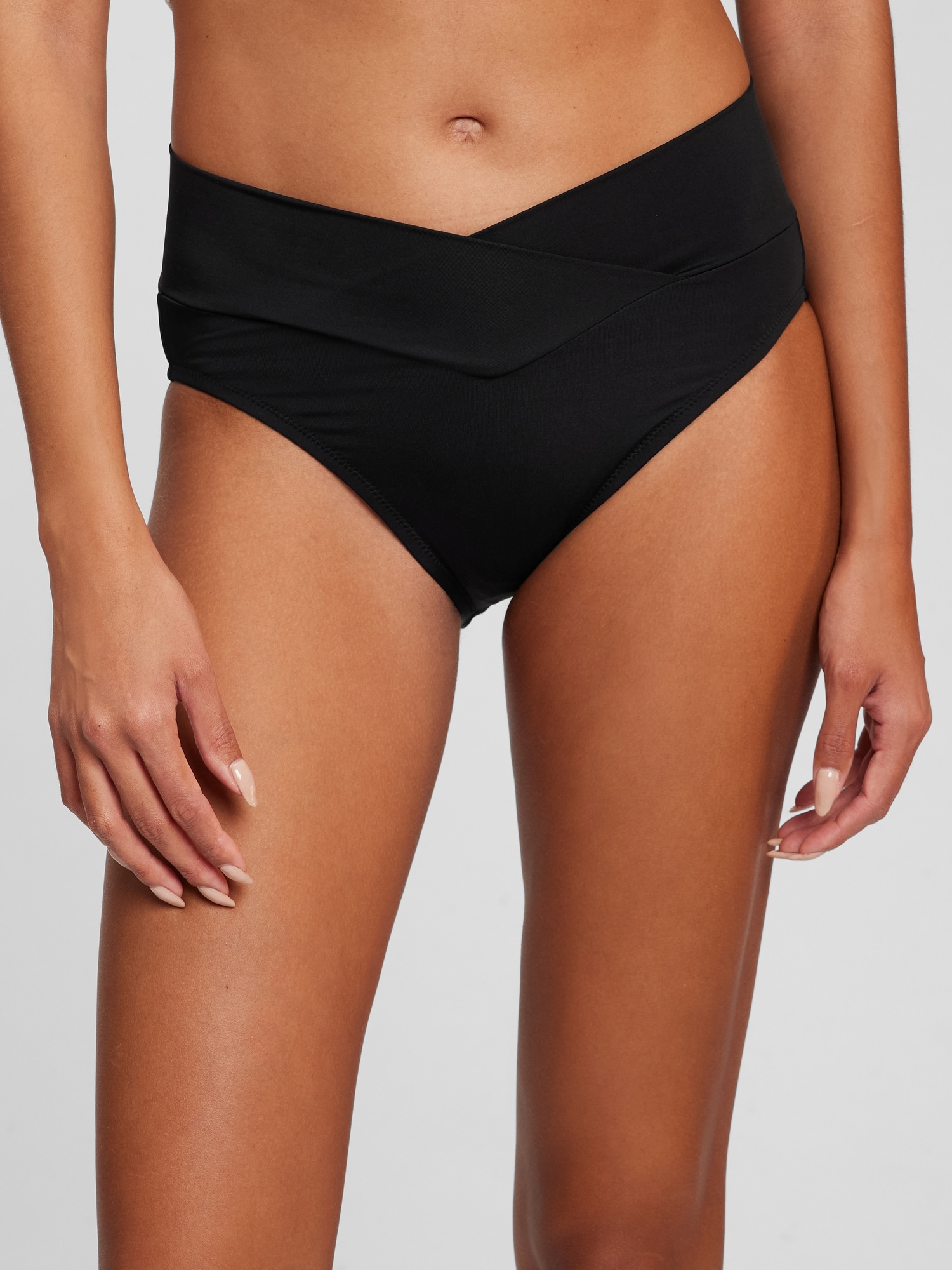 Gap Recycled Crossover Bikini Bottom black. 1