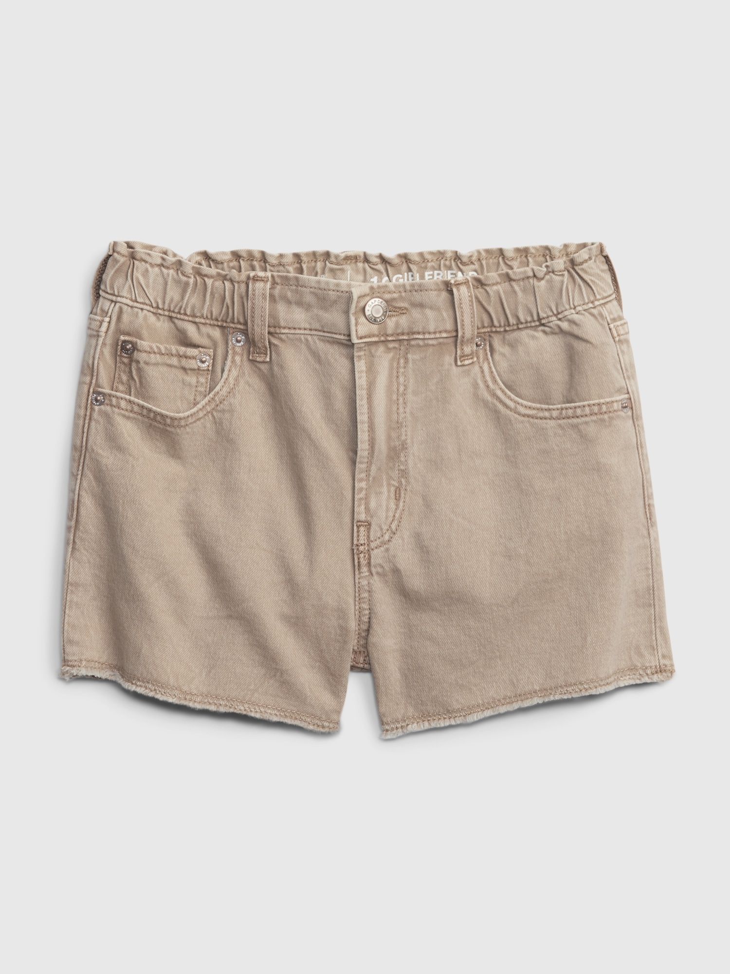 GenesinlifeShops Germany - logo-belt denim shorts - Beige Wool