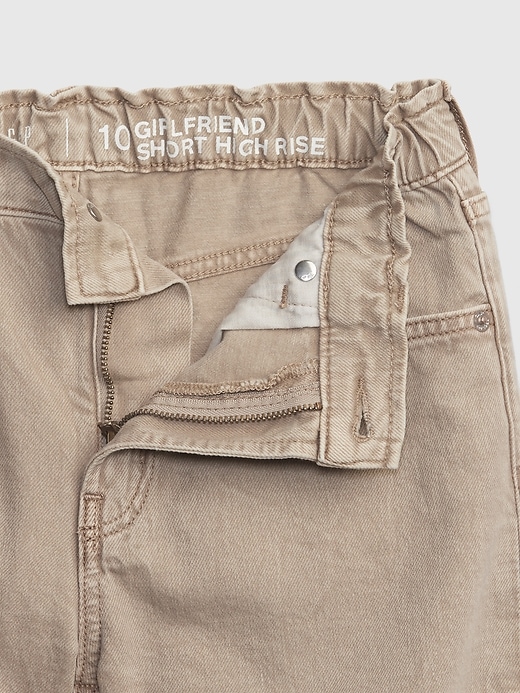 2 of 8 showing, with the color khaki of product Kids High-Rise Girlfriend Shorts