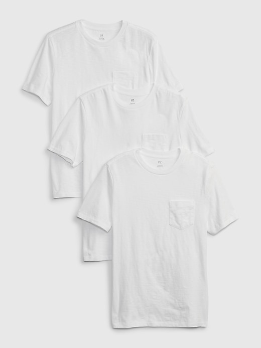 1 of 8 showing, with the color white of product Kids Pocket T-Shirt (3-Pack)