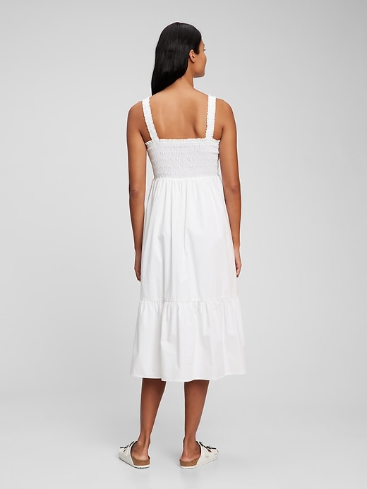2 of 8 showing, with the color optic white of product Smocked Midi Tank Dress