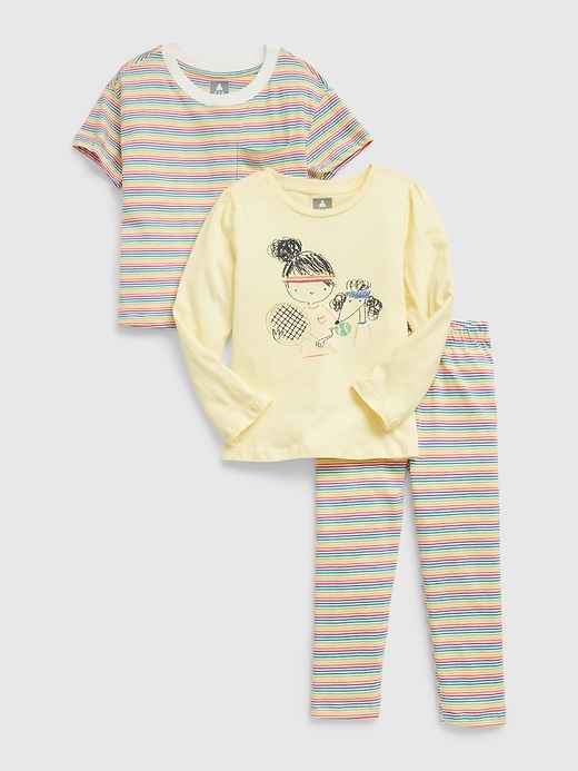 1 of 8 showing, with the color BEA GRAPHIC of product Toddler 100% Organic Cotton Mix & Match 3-Piece Outfit Set