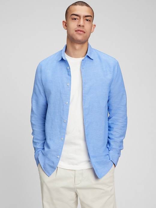 View large product image 1 of 1. Linen-Cotton Shirt in Untucked Fit