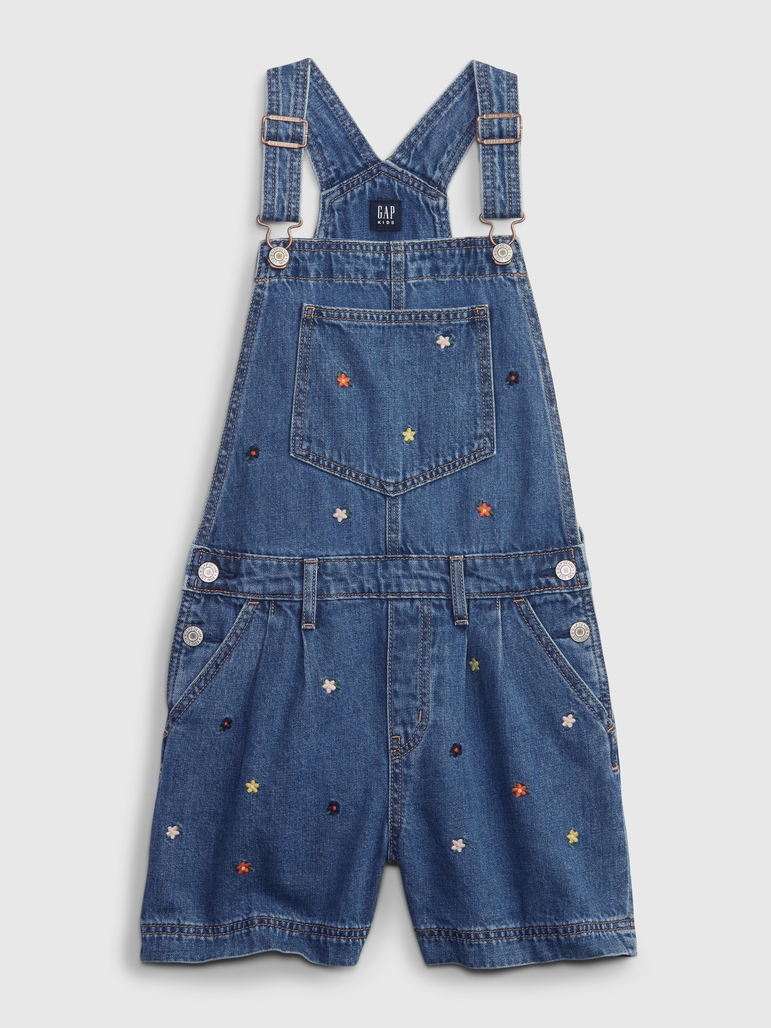 Gap Kids Embroidered Denim Shortalls blue. 1