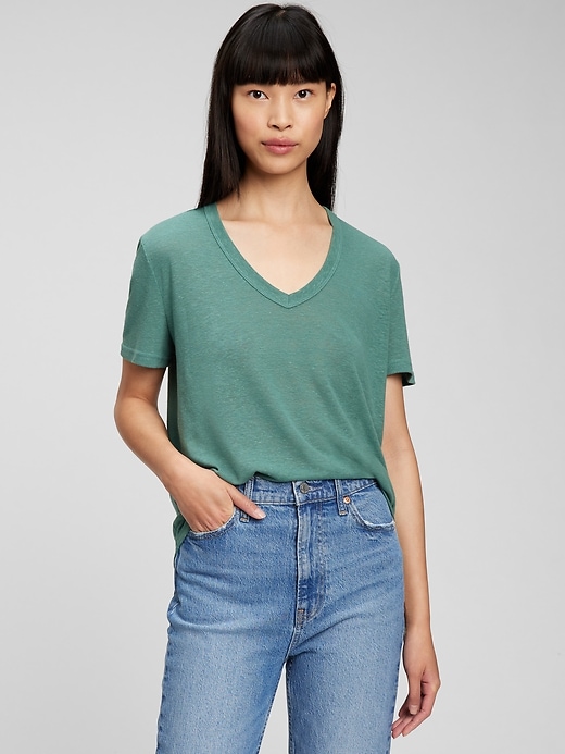 Image number 9 showing, Linen Blend V-Neck T-Shirt