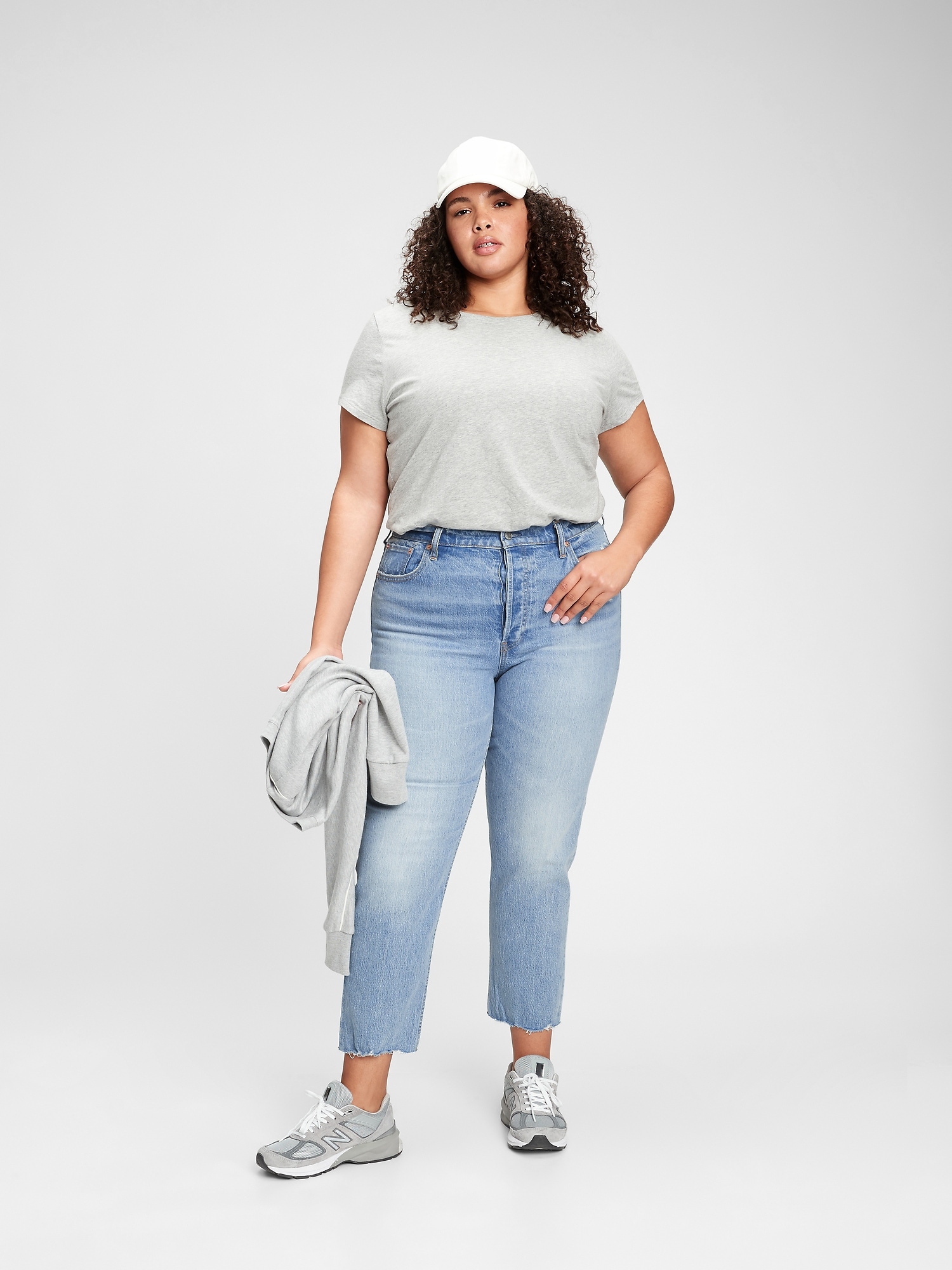 High Rise Cheeky Straight Jeans With 