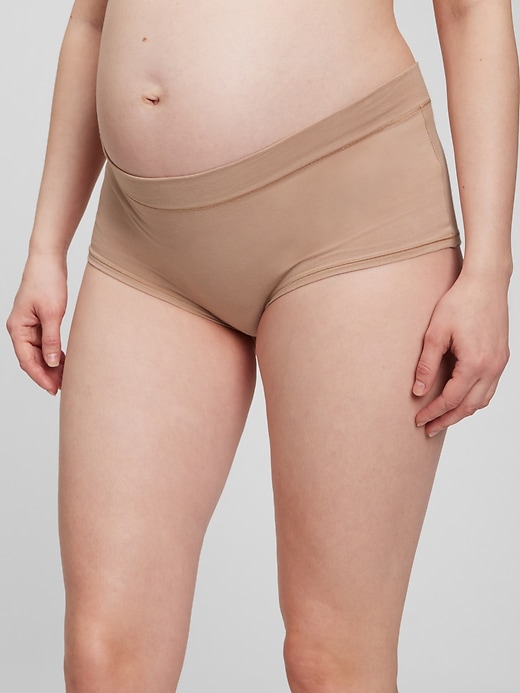1 of 8 showing, with the color Cafe au lait beige of product Maternity Shorty Briefs