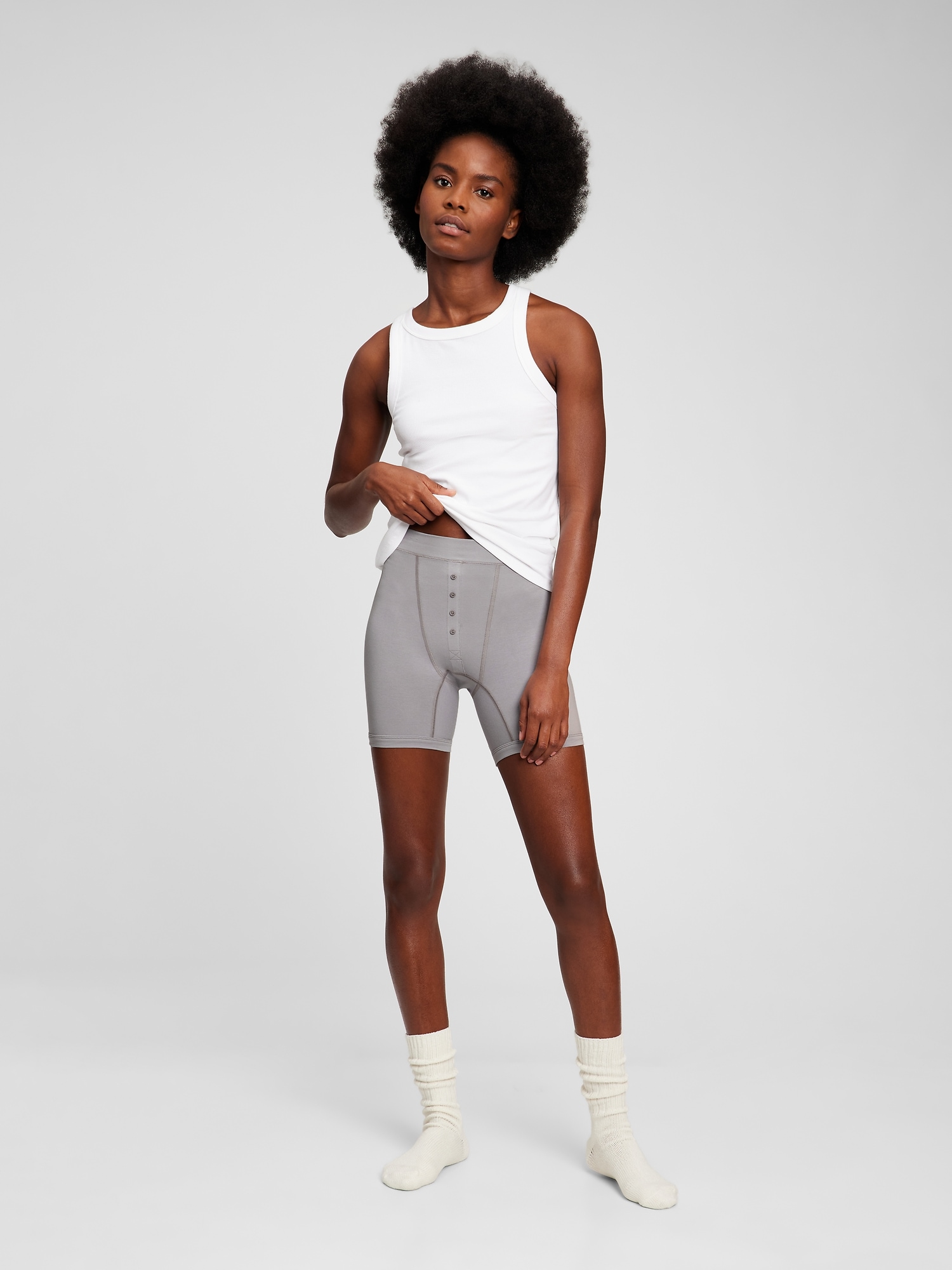 High Rise Cotton Boxer Briefs Gap