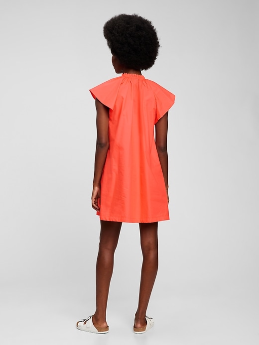 2 of 8 showing, with the color neon orange coral of product Tie-Front Flutter Sleeve Mini Dress