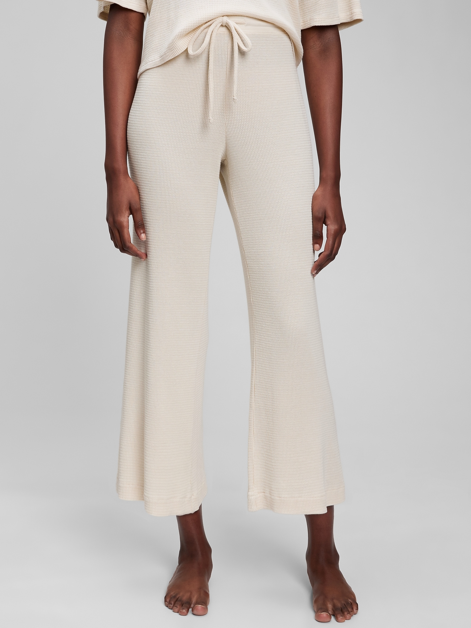 Waffle Knit High Rise Wide-Leg Pants | Gap