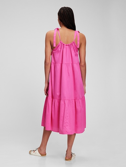 Image number 5 showing, Tie-Shoulder Tiered Midi Dress