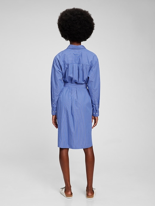 gap blue shirt dress GAP Women's Smocked Waist Shirtdress, Navy Stripe, X-Large at Amazon Women's Clothing store