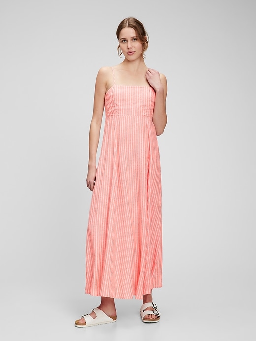 Linen Blend Empire Waist Maxi Dress