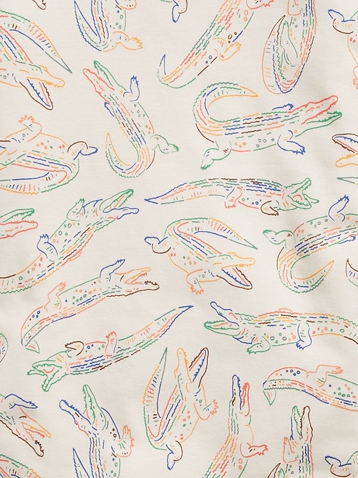 Image number 2 showing, Kids Organic Cotton Alligator Print PJ Shorts Set