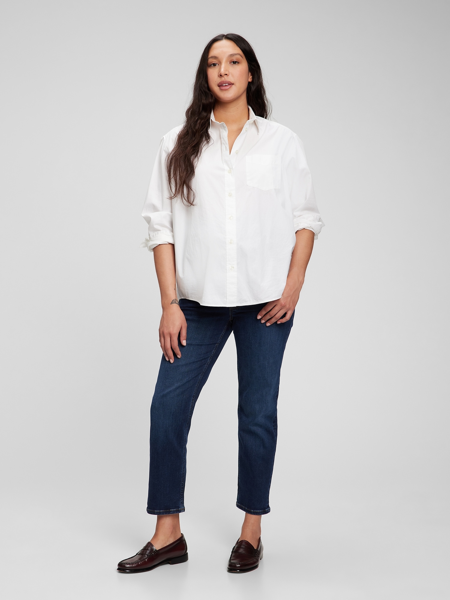 Gap Maternity True Waistband Full Panel Cheeky Straight Jeans with Washwell