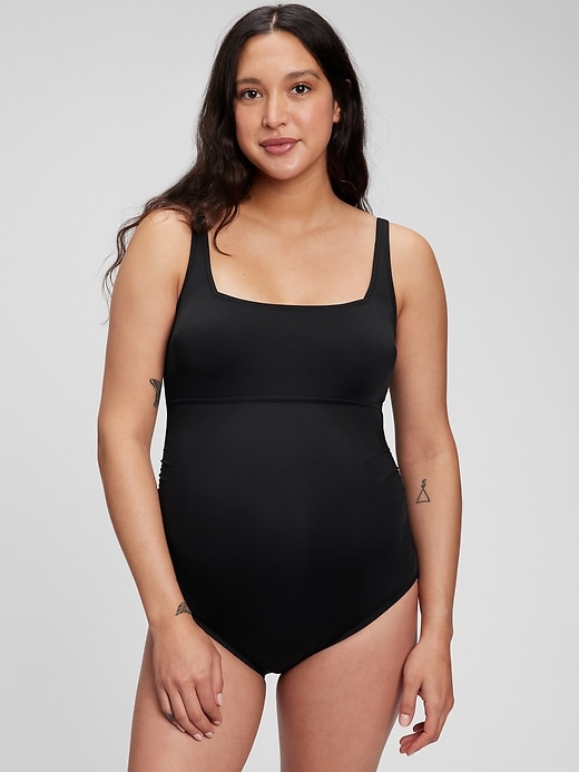 View large product image 1 of 1. Maternity Recycled Square Neck One-Piece Swimsuit