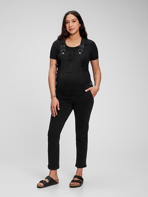 Image number 1 showing, Maternity Denim Overalls with Washwell