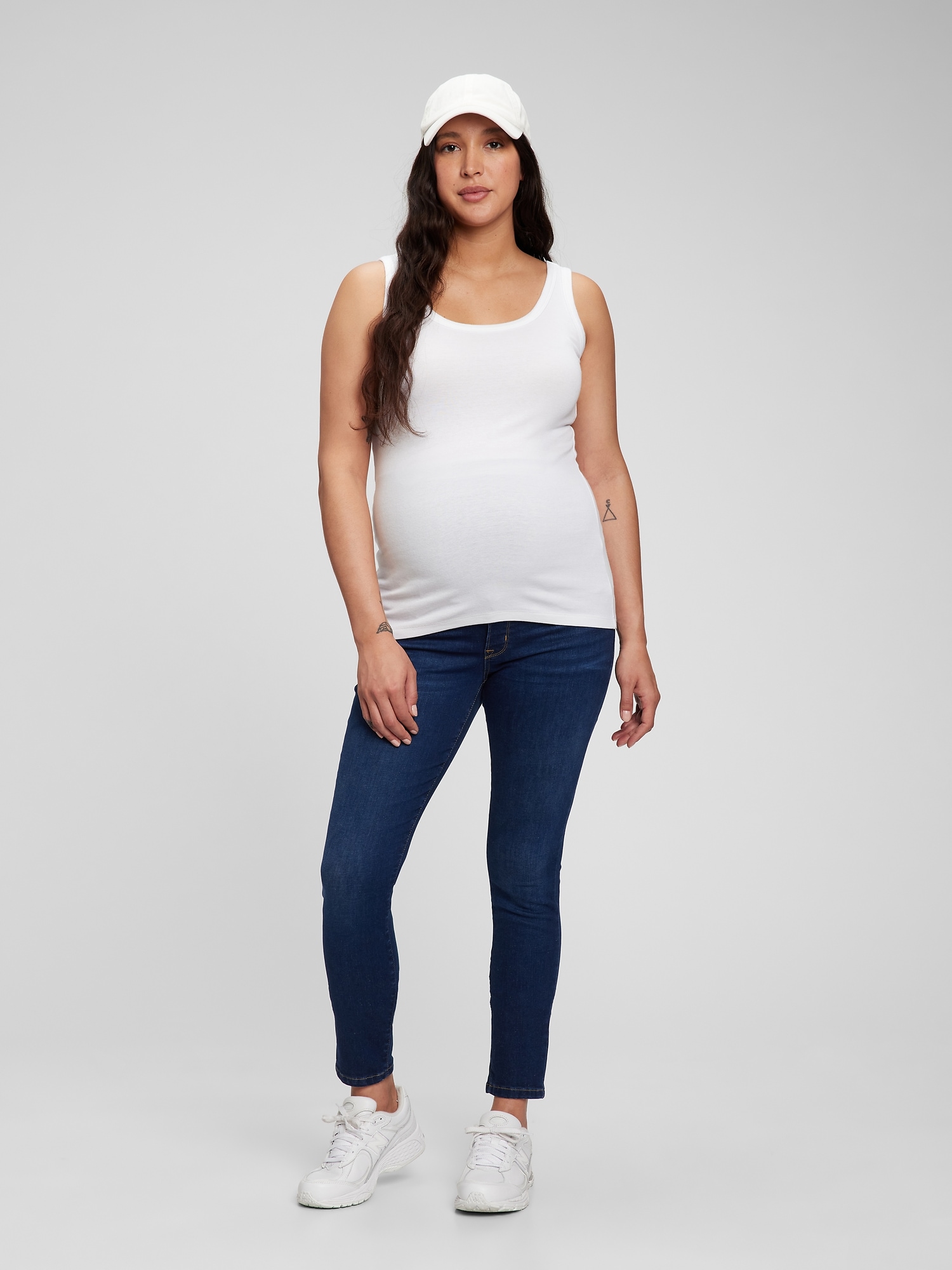 Gap Maternity True Waistband Full Panel True Skinny Jeans With Washwell In Dark Indigo