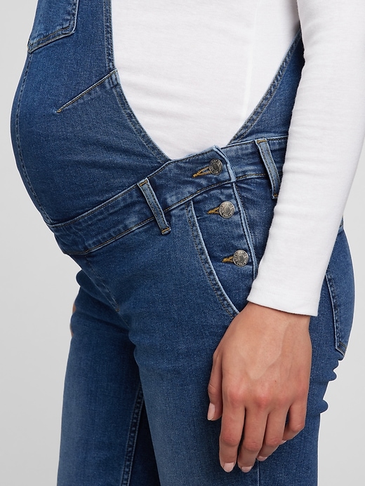 Image number 3 showing, Maternity Denim Overalls with Washwell