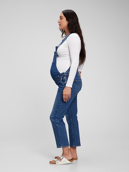 Image number 4 showing, Maternity Denim Overalls with Washwell