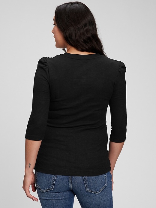 2 of 8 showing, with the color true black of product Maternity Rib Henley T-Shirt
