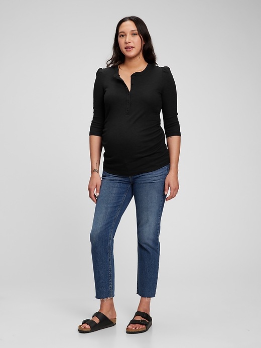 Image number 1 showing, Maternity Rib Henley T-Shirt