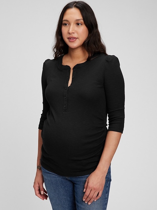 Image number 3 showing, Maternity Rib Henley T-Shirt