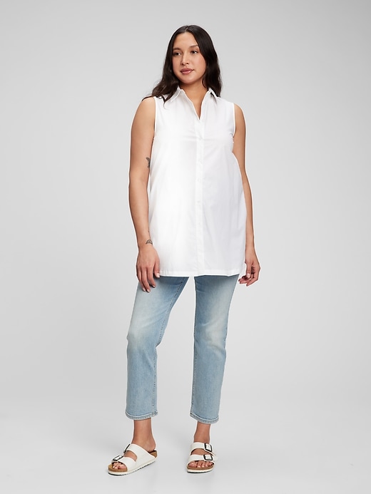 1 of 8 showing, with the color optic white of product Maternity Button-Down Top