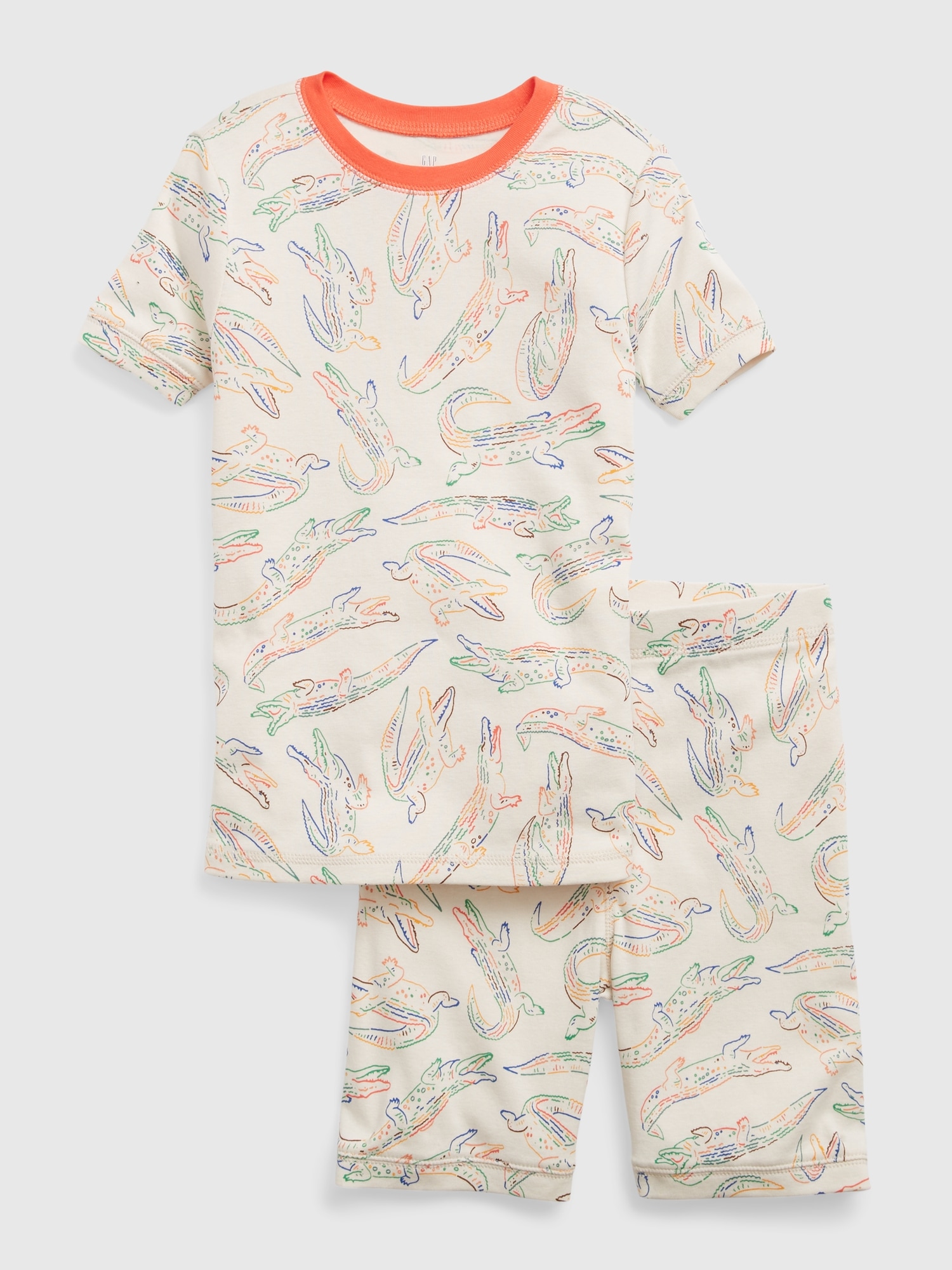 Kids Organic Cotton Alligator Print PJ Shorts Set