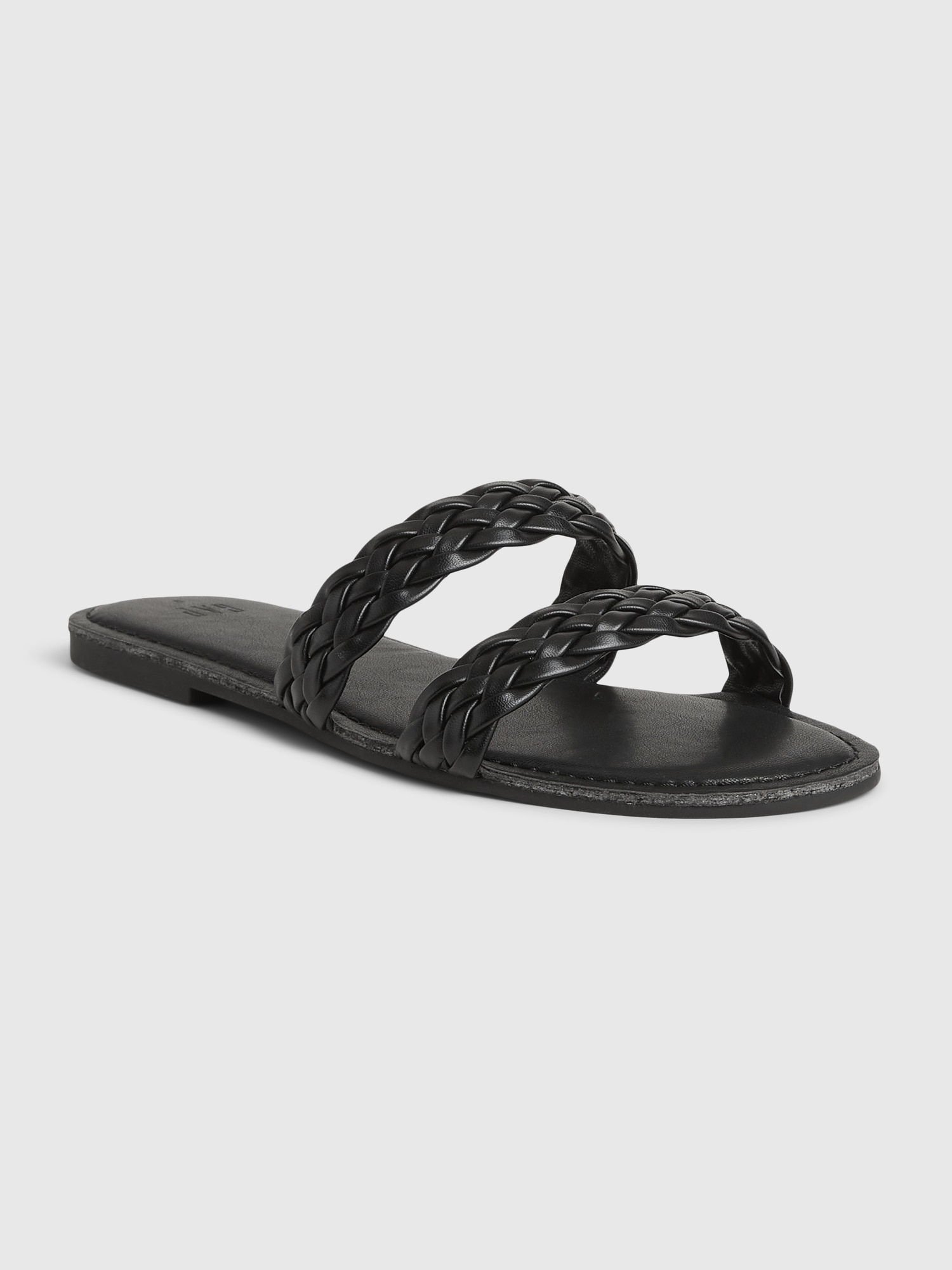 Gap Braided Double Strap Slide Sandals black. 1