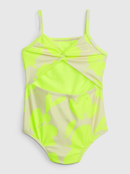 2 of 8 showing, with the color floral print of product Toddler Recycled Twist-Back Swim One-Piece