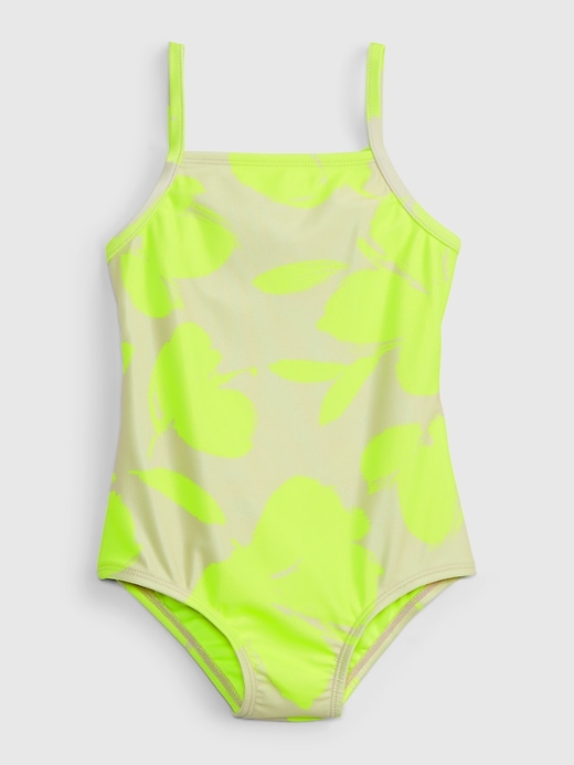 1 of 8 showing, with the color floral print of product Toddler Recycled Twist-Back Swim One-Piece