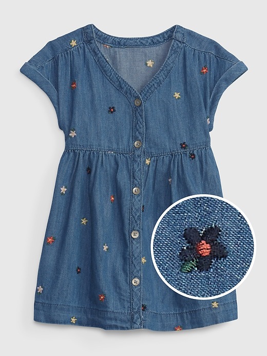 Image number 1 showing, Baby 100% Organic Cotton Denim Dress with Washwell