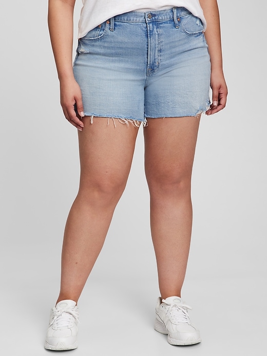 Image number 1 showing, 4" High Rise Denim Shorts with Washwell