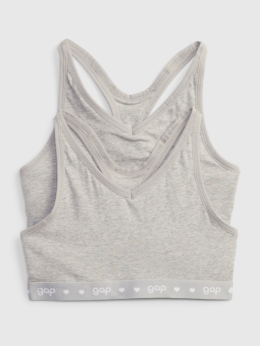 1 of 8 showing, with the color light heather gray of product Kids Gap Logo Racerback Bra (2-Pack)