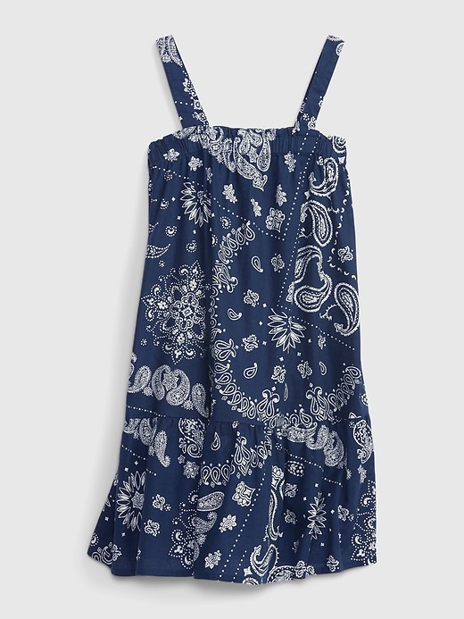 Image number 1 showing, Kids Linen-Cotton Bandana Print Tiered Dress