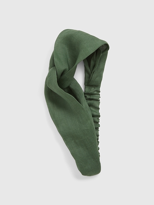 1 of 8 showing, with the color dark green heather of product Linen Twist-Front Headband