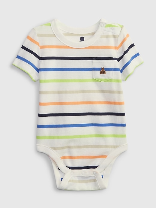 1 of 8 showing, with the color multi stripe of product Baby 100% Organic Cotton Mix and Match Graphic Bodysuit