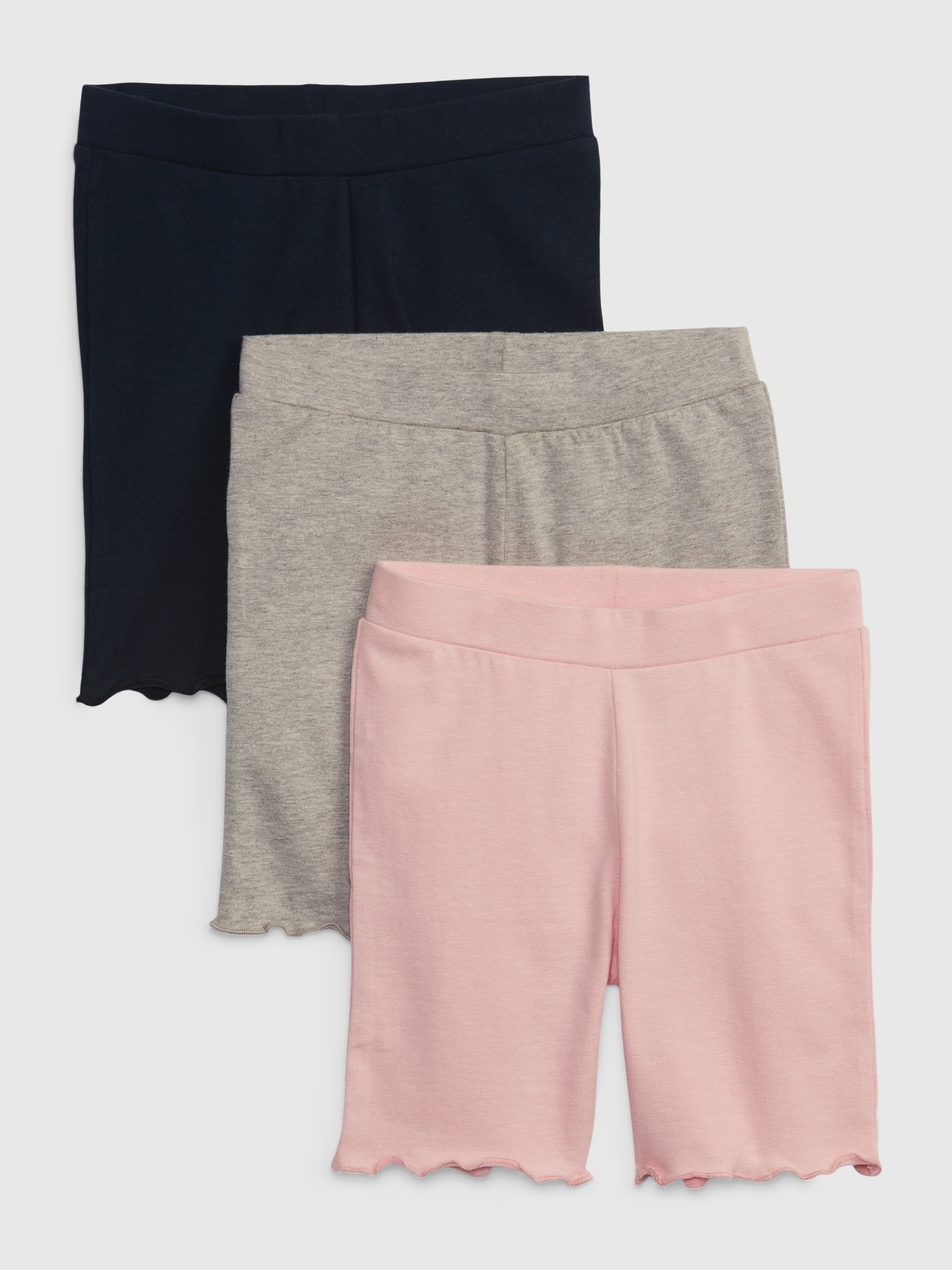 Gap Toddler Cotton Mix & Match Lettuce Hem Biker Shorts (3-Pack)