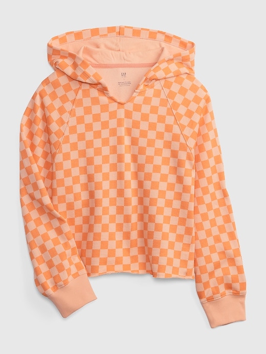 1 of 8 showing, with the color orange check of product Kids Split Neck Printed Hoodie